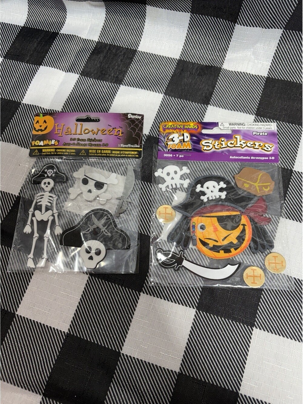 2 Halloween Foam Skeletons Pirates Bones 3D Stickers